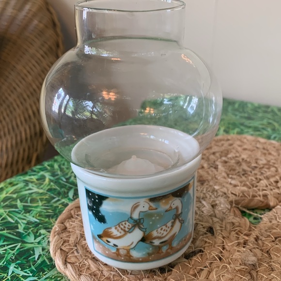 Vintage mini candle lantern with geese, EUC - Picture 6 of 14